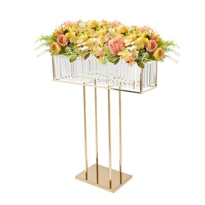 Высокая золотая хрустальная ваза-подставка 35,5 дюйма, Золотой настольный цветочный декор, Украшение свадебной дорожки, Большая подставка для цветочных композиций