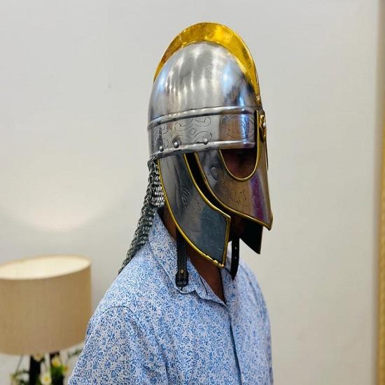 Шлем кольчужный викинг Средневековый рыцарь Косплей Доспехи Шлем Нордический Латунный Костюм на Хэллоуин Подарок