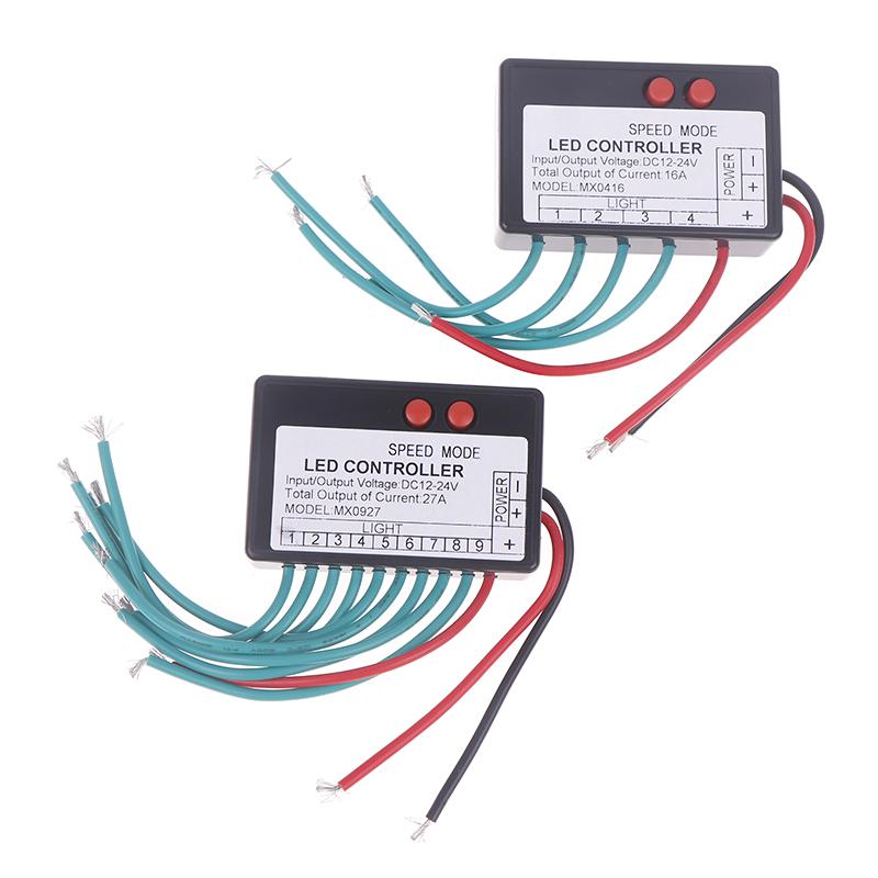 Контроллер светодиодной ленты 12В-24В 4 канала 9 каналов одноцветный Прыжок Вода Взрыв Вспышка Бегущий огонь Знак лошади Светящееся слово Открытый световой короб Переключатель