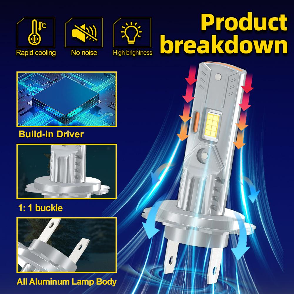 1Pcs Motorcycle 60W H7 H4 H11 H1 20000lm CSP LED Bulbs Headlight For Honda Yamaha YZF Benell Kawasaki Suzuki Ducati Triumph