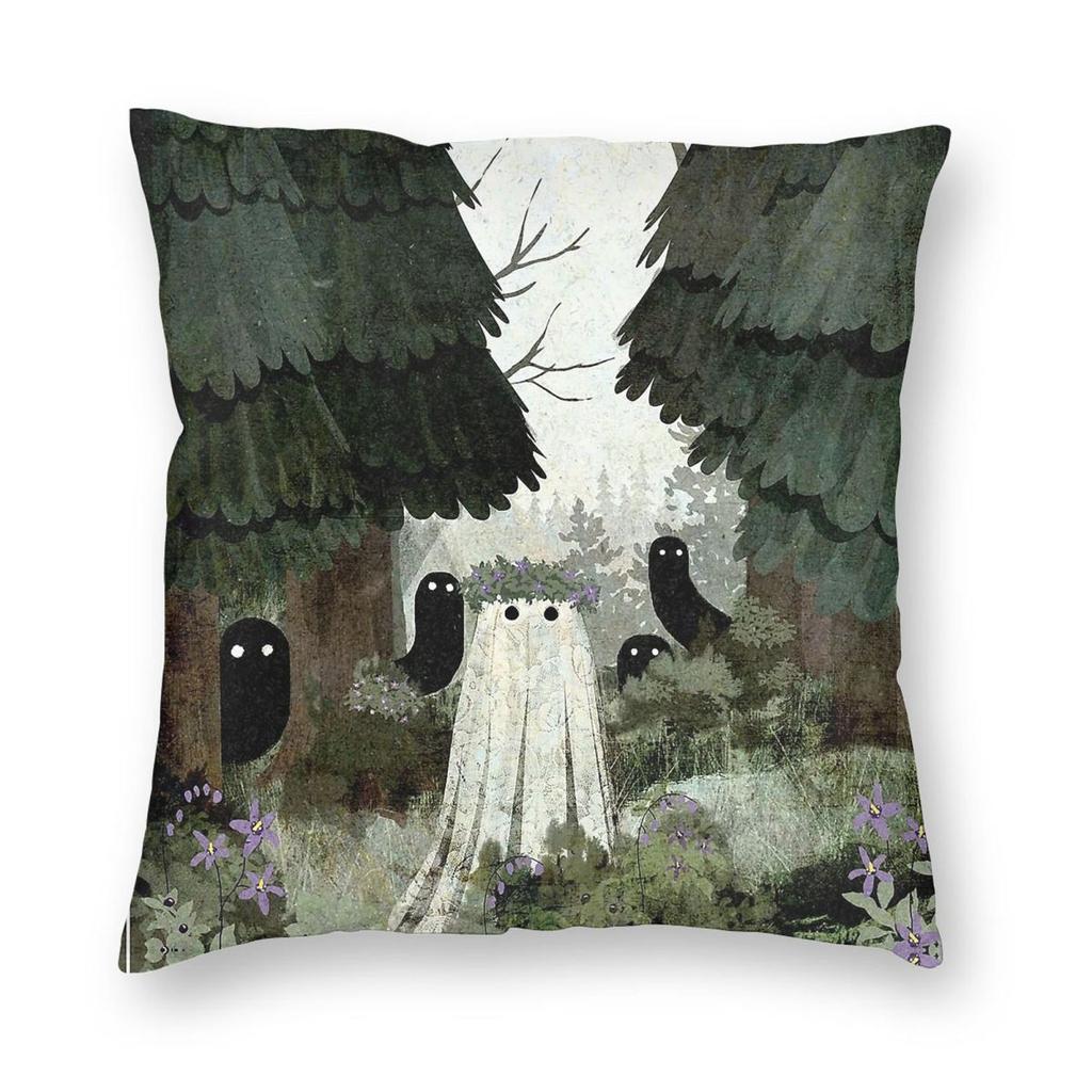 Deadly Nightshade Ghost Square Pillowcase Polyester Linen Velvet Printed Zip Decor Pillow Case Home Cushion Cover x