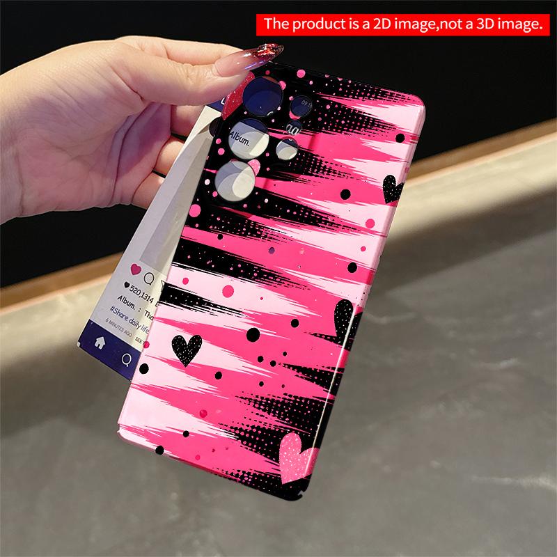 2DFlat Samsung phone case Pink Black Heart Brushstroke Phone Case Applicable to Galaxy S22 S23 S24 S25ULTRA S26 A12 A13 A14 A15 A16 A34 A35 A54 A55