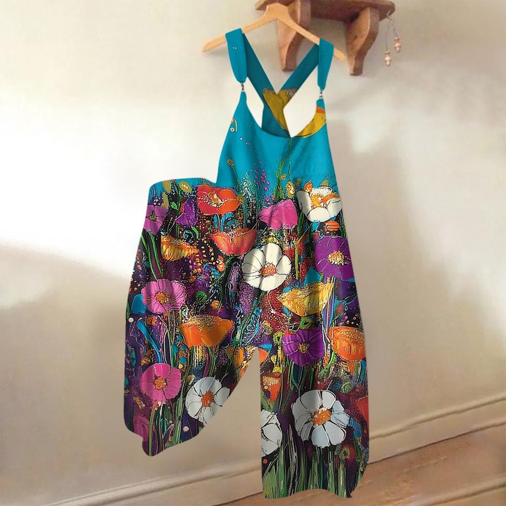 Women's Loose Casual One-piece Summer Floral Print Jumpsuit