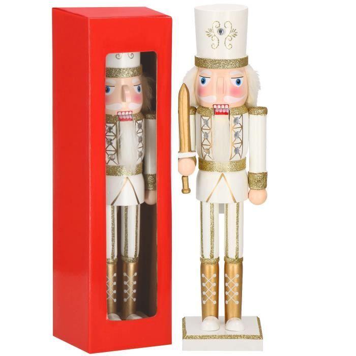 Casse-noisette figurine - SPRINGOS - Soldat avec épée - Hauteur 38 cm - Bois - Crème