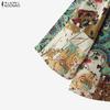 ZANZEA Women Ethnic Print Casual Round Neck 3/4 Sleeve Blouse