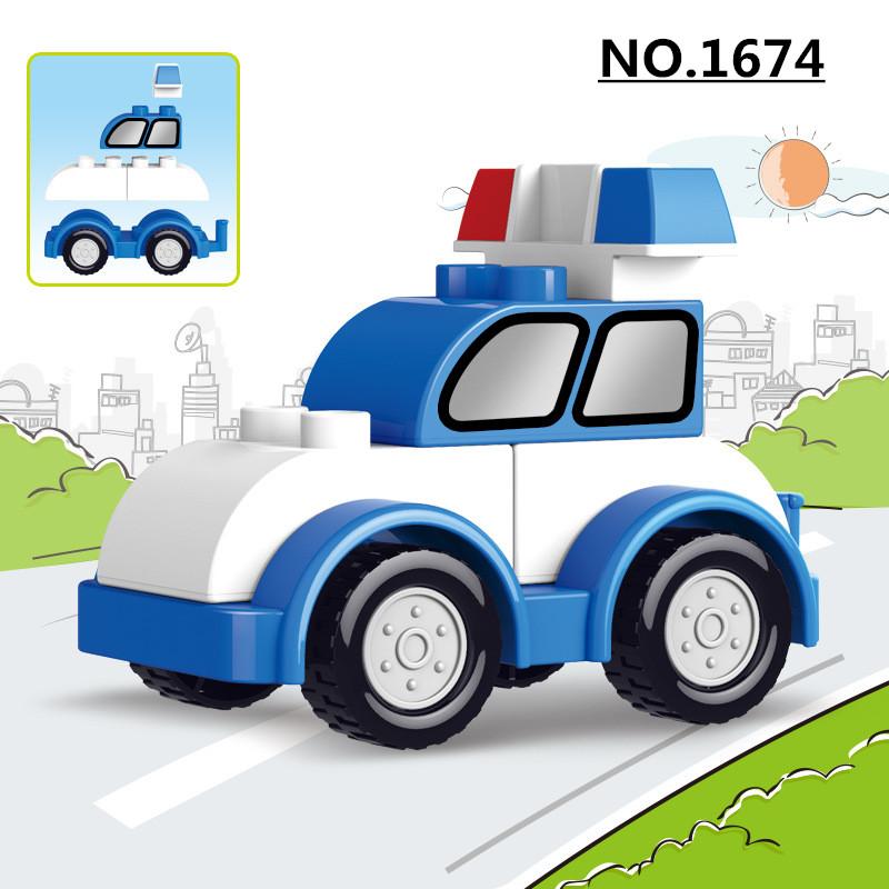 Large Particle Building Blocks Car Creative City Construction Forklift Crane Excavator Vehicle DIY Bricks Toy For Kids Xmas Gift