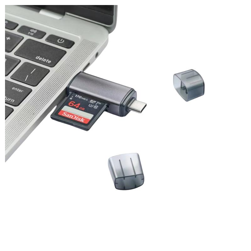 Multi-Function USB C SD Card Reader Aluminum Alloy External Memory Card for Mobile Phones & Computers Compatible with Cameras