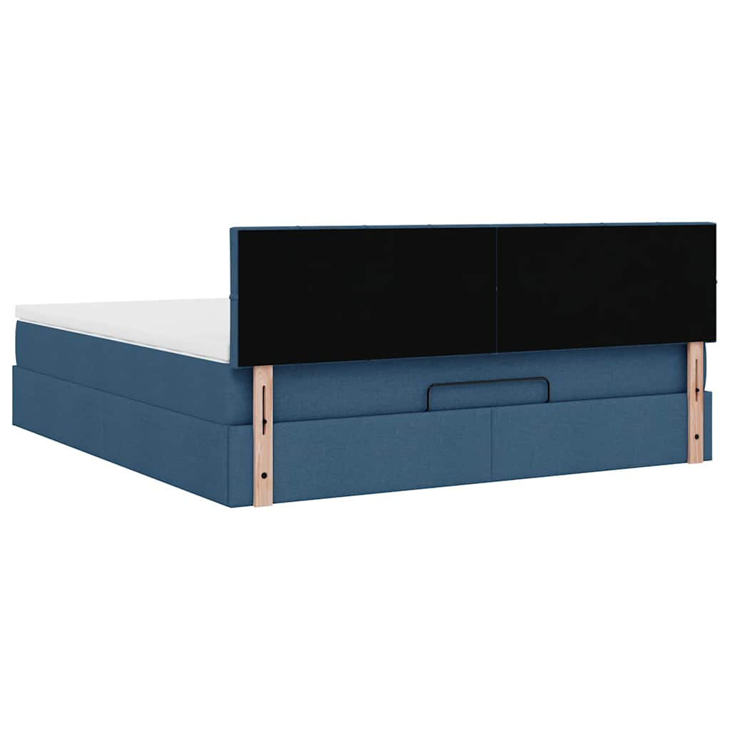 Ottoman Bed with Mattress & LEDs Blue 160x200 cm Fabric