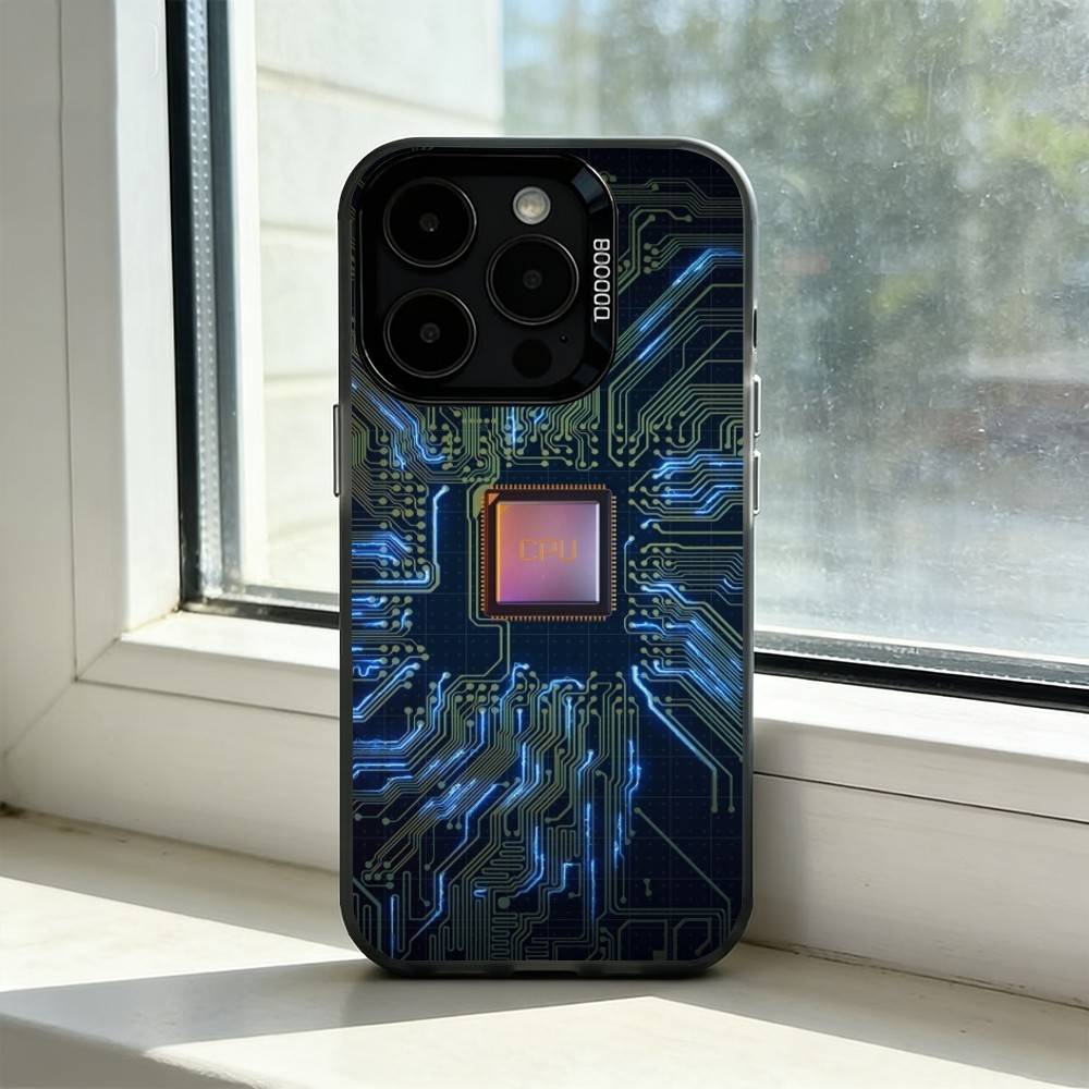 Чехол для телефона с изображением печатной платы Circuit B для iPhone 17,16,15,14,13,12,11 Plus,Pro Max,XS,Красочный Серебристый Черный Чехол