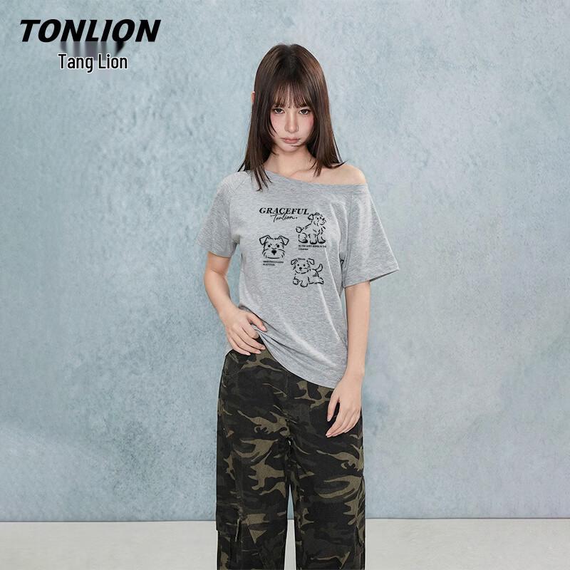 Женская хлопковая футболка TonLion с открытыми плечами