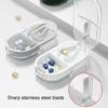 Clear Portable Pill Cutter Box Food Grade Sharp Stainless Steel Blade 2-In-1 Multi-functional Travel Capsule Tablet Storage Container Organizer