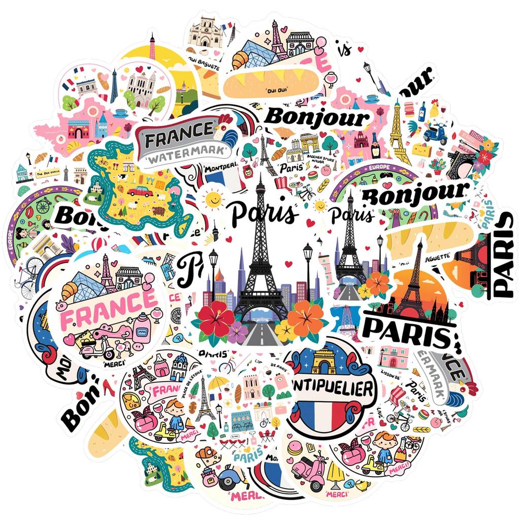 35pcs-50pcs Cute France Stickers Vintage Stationery Stickers Teacher Reward Stickers For Guitar Laptop Helmet DIY