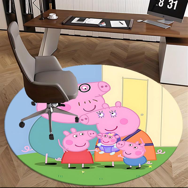 Коврик-сиденье для семьи Свинки Пеппы, Круглый ковер - Домашний декор, Офисный ковер, Подходит для спальни, гостиной, различных комнат0272b