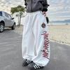 Унисекс Эластичные Широкие Спортивные Штаны с Вышивкой Американских Букв - Универсальный Повседневный Уличный Стиль для Весны