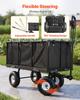 Garden Cart, 544.3 kg, Heavy Duty Steel Hand Trolley, Yard Utility Wagon Outdoor Transport Cart with 10-Inch Tires, Adjustable Handle, Detachable Side