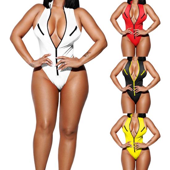 Slim Fit женщин бикини сексуальный без рукавов молния дизайн леди купальники водные виды спорта