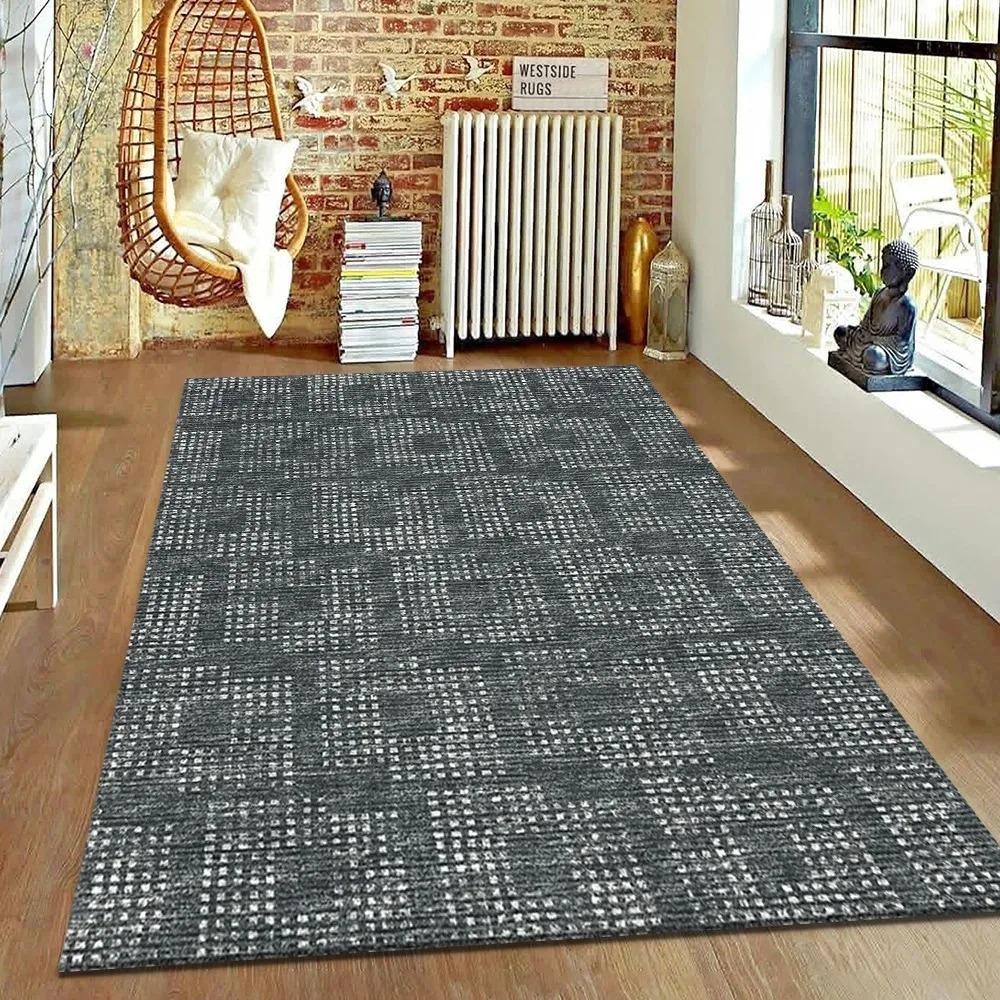 Brown Geometric Living Room Carpet Nordic Minimalist Art Rug for Hotel Homestay Retro American Style Decor Non Slip Floor Mat