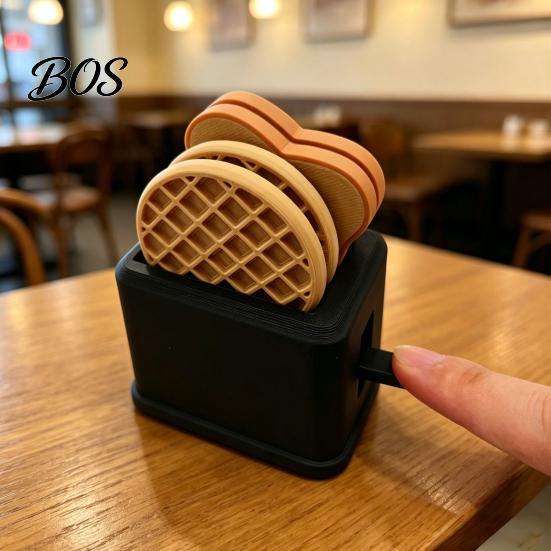 Stress Relief Toaster Toy Catapult Toy, with Bread & Waffle Accessories, 3D Printed Food Ejector Toaster, Decompression Gadget