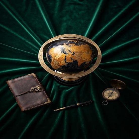 Brass World Globe with Wooden Base Unique Office & Study Desk Decoration Graduation Gift