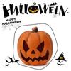Halloween Pumpkin Lantern Light Up Pumpkin Ornament with Spooky Curved Face for Halloween Party Indoor Outdoor Decor