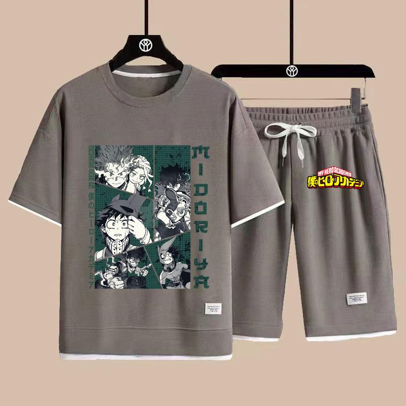 Мой герой Мидория Изуку мужские футболки шорты комплекты летние новые модные мужские футболки топы нижний костюм мультфильм аниме мужской комплект одежды