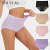 Women's High Waist Panties Women's Lace Plus Size Panties Solid Color High-waisted Triangle Pants Underwear Briefs