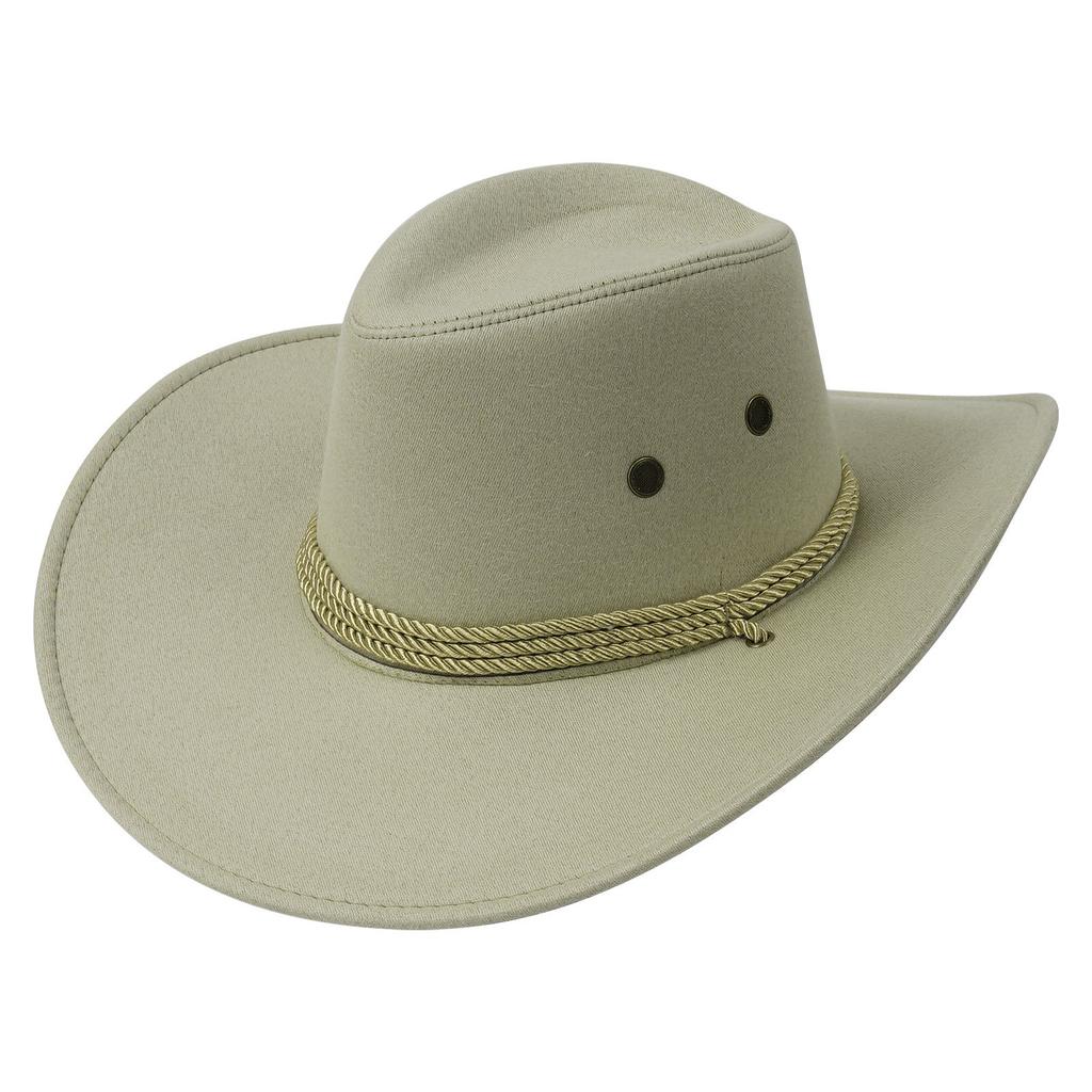 Men's Classic Cowboy Hat Western Cowboy Hat Outdoor Sun Hat Adjustable Drawstring Felt Hat