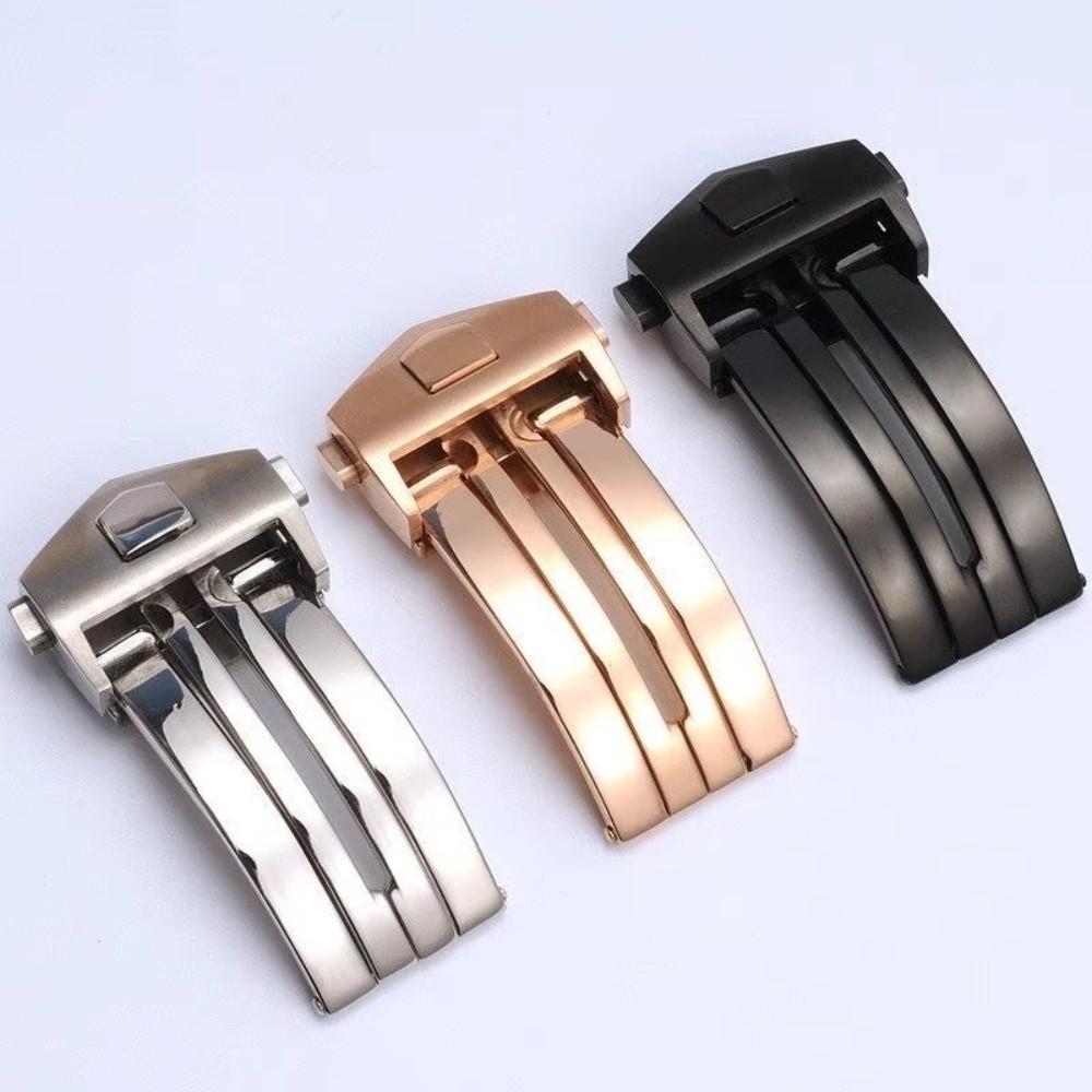 Folding Watch Buckle Stainless Steel Watchband Clasp Double Button Clasp For Leather Silicone Band