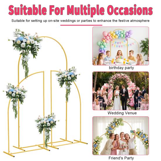 Balloon Arch Backdrop Stand 3Pcs/Set Metal Stand, 7Ft 5Ft Wedding Party Flower for Bridal Shower Birthday Baby Decoration