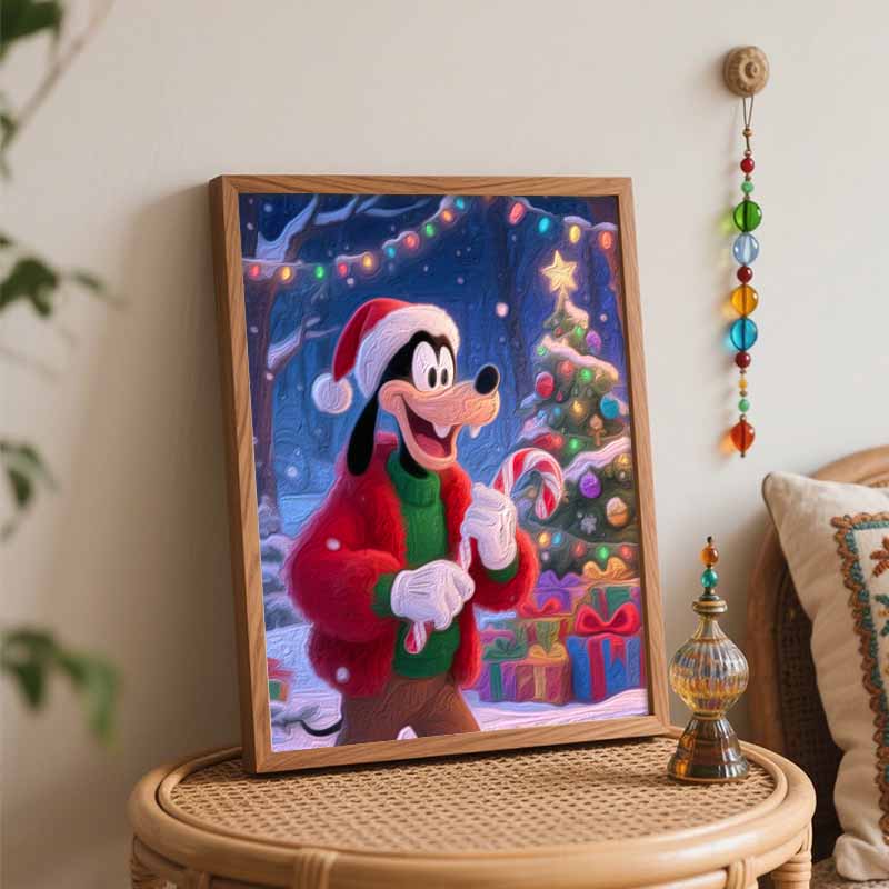 Disney Goofy Christmas oil painting hand painting coloring painting handmade diy home decoration gift