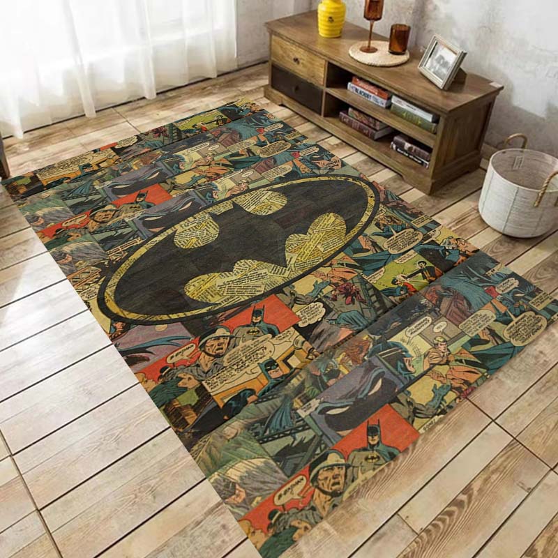 office chair cushions with cartoon Batman designs and 3D printed rugs, suitable for bedrooms, living rooms, and sof