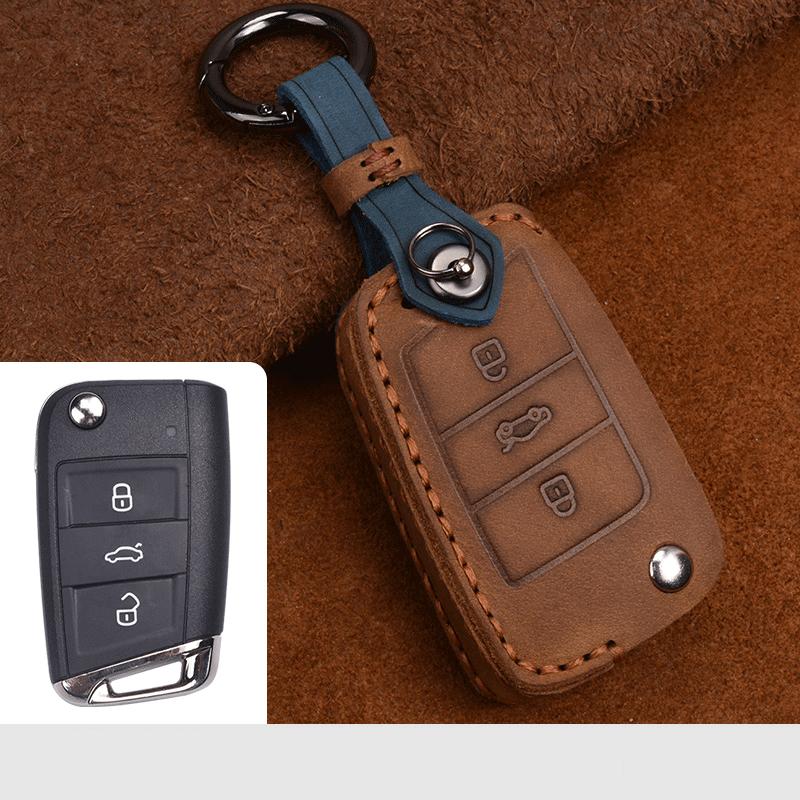 Leather Car Key Case Full Cover Protection For Volkswagen VW Jetta Golf 7 MK7 Seat Ibiza Leon FR2 Altea Aztec Polo Passat Tiguan