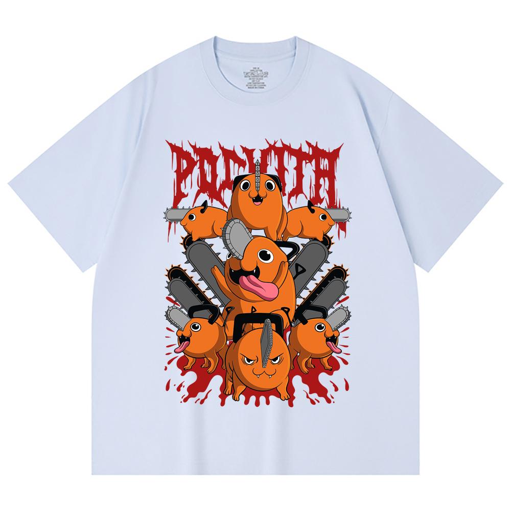 230 Gsm 100% Cotton Chainsaw Man V8 Pochita Print Unisex Heavy Cotton T Shirt