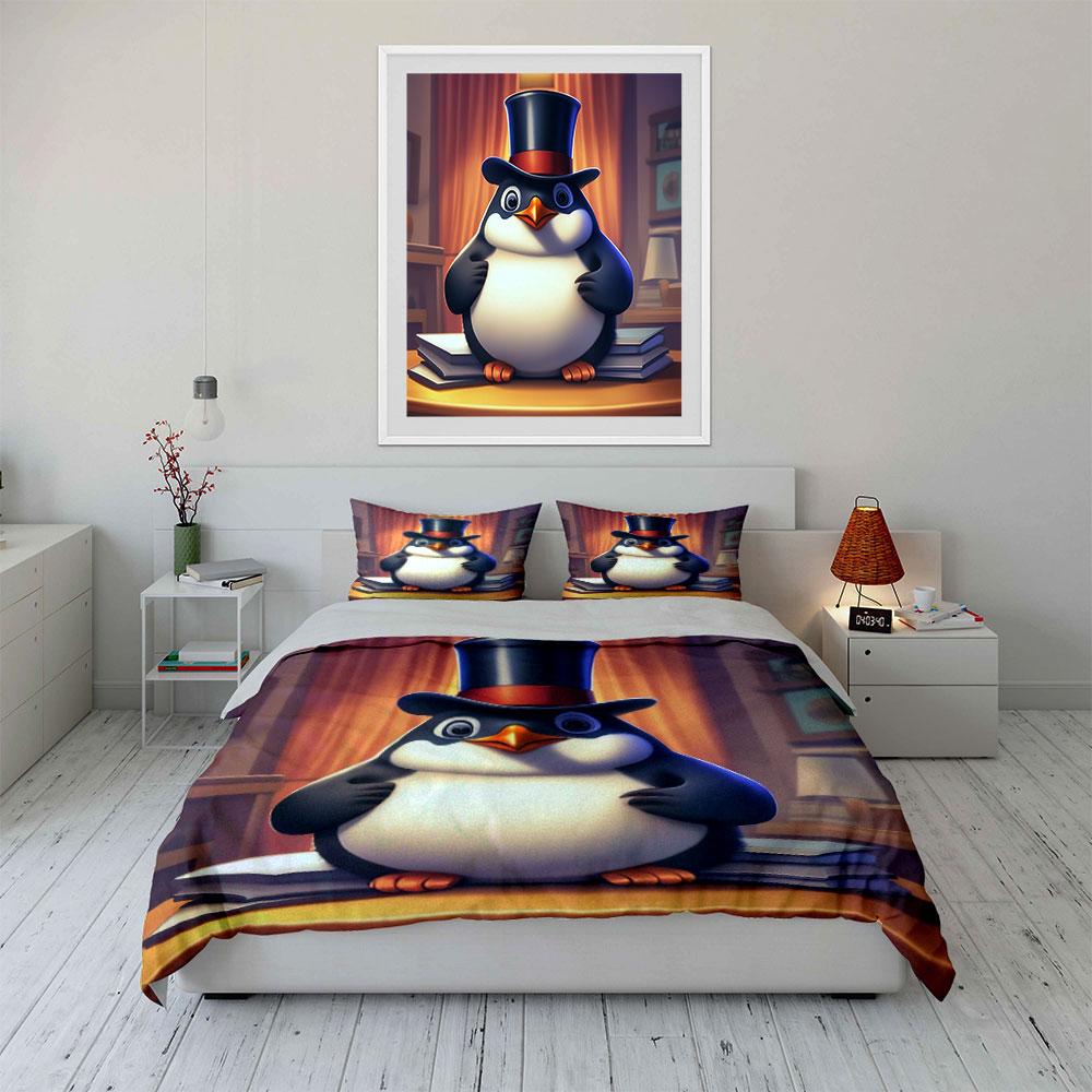 Penguin with top hat. Bedding sets Duvet cover sets Duvet covers Pillowcases(1*Duvet Cover 2*Pillowcases without duvet insert)