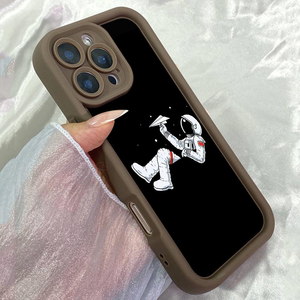 JT199 Милый Астронавт в Космосе для iPhone 17 16 15 14 Pro Max Samsung S26 S25 Ultra A17 A16 A07 A56 A06 Xiaomi 15T Redmi 15c 14C Note 13 Мягкий ТПУ Чехол