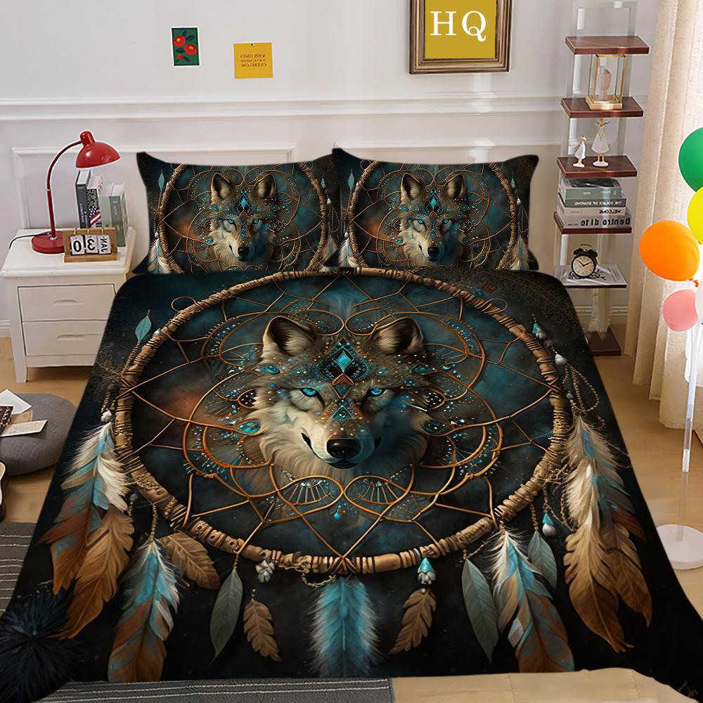 Домашнее постельное белье с принтом волка, комплект постельного белья из микрофибры королевского размера, мужской мягкий домашний текстиль высокого качества