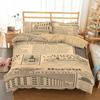Old Newspaper Duvet Cover Vintage French Bedding Set Brown Quilt Cover For Boys Girls Teen QueenKing Microfiber Comforter Cover