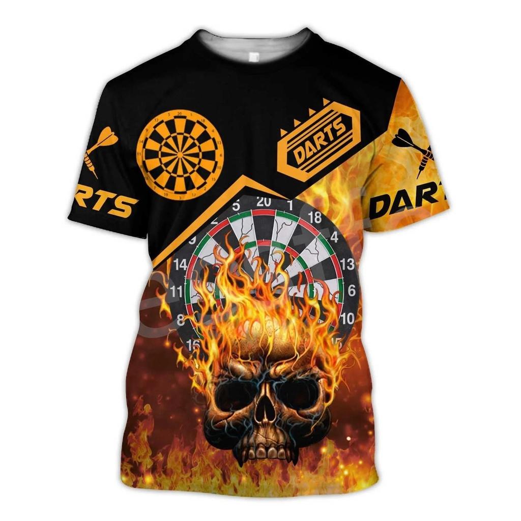 Bar Entertainment Dart Club Fun Indoor Sports Summer Men's 3D Printed Loose Casual Daily Short Sleeved T-shirt