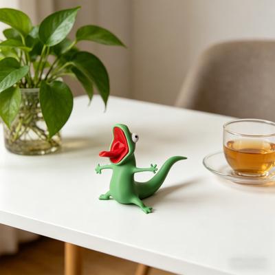 3D-печатная фигурка ящерицы Забавная ящерица Мем Украшение Настольное Зеленая ящерица Коллекционная для стола Гостиной Спальни Декор