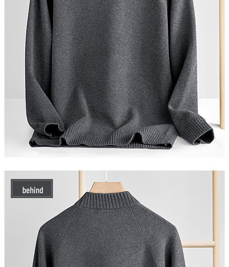 Мужской свитер из высококачественной шерсти и лиоцелла — длинный рукав, полуводолазка, плотный и теплый, на осень/зиму 2024 года.