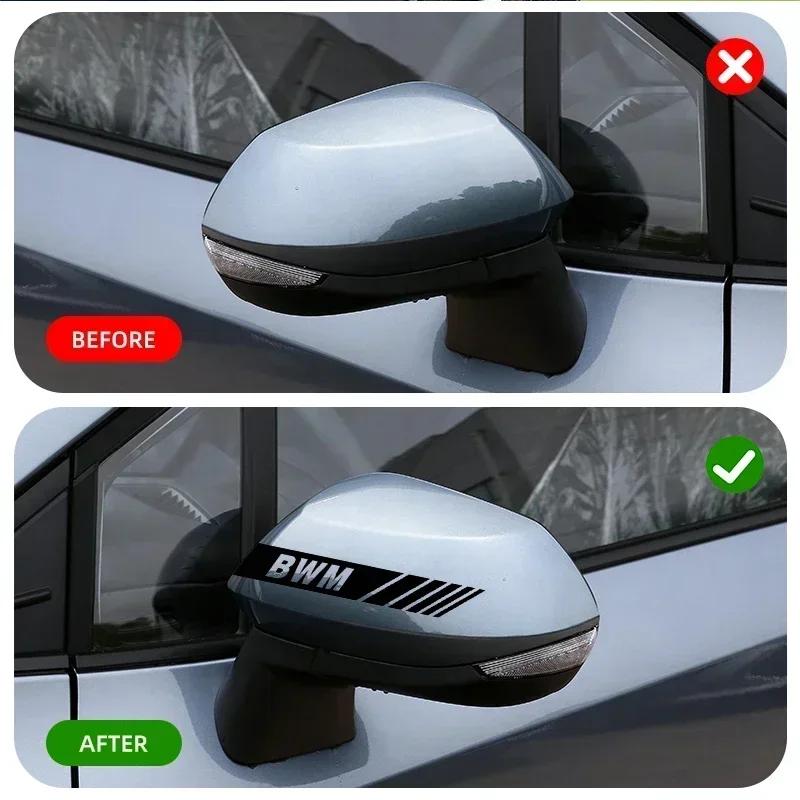 BAIS3 2025 2pcs Car Stripe Stickers Rearview Mirror Reflective Vinyl Decals Decoration For BMW F10 F13 F15 F16 F30 F34 F32 F31 E36 E60