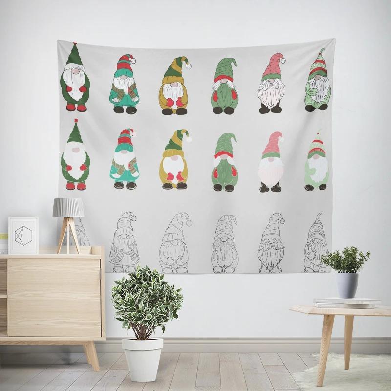 Рождественский новогодний узор с изображением гнома-гнома для гостиной и спальни, декоративный гобелен
