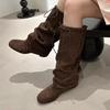 Балетки Женские Высокие Сапоги Замшевая Дизайнерская Обувь Зимнее Платье До Колена Женские Сапоги 2025 Новый Тренд Готические Челси Botas Mujer