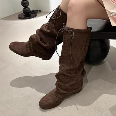 Балетки Женские Высокие Сапоги Замшевая Дизайнерская Обувь Зимнее Платье До Колена Женские Сапоги 2025 Новый Тренд Готические Челси Botas Mujer