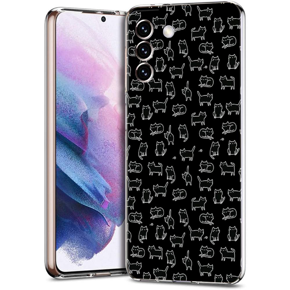 Милый чехол для телефона с рисунком черного кота для Samsung Galaxy S24 Plus S23 S22 S21 S20 FE Ultra 5G S10 S10E S9, мягкий прозрачный силиконовый чехол