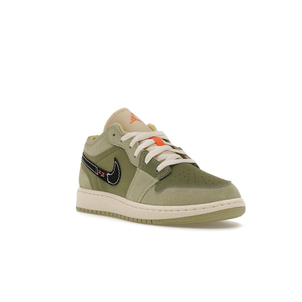 Air Jordan 1 Low SE Craft GS Sky J Light Olive Kids Sneakers Green Celadon Bright-Mandarin FD9092-300