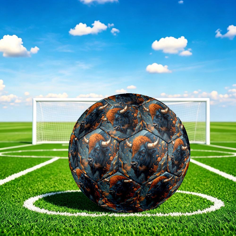 1pc Mythical Bull Landscape Theme Soccer Ball Football, Size 5, Lightweight PVC, Durable Outdoor Training Soccer Ball, Gift m61419