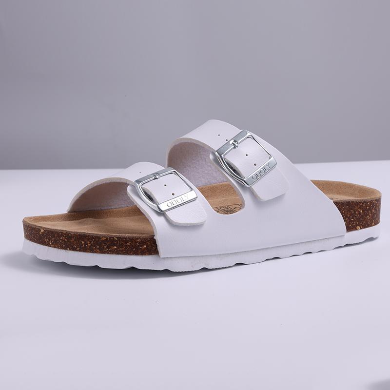 Модные улыбающиеся новые мужские шлепанцы с двойной пряжкой, уличные мягкие пляжные сандалии, мужские сандалии с пробковой стелькой, летние, для отпуска, нескользящие сандалии