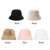 Faux Fur Bucket Hat Soft Flat Top Cap Gift Fisherman's Cap  Women Lady