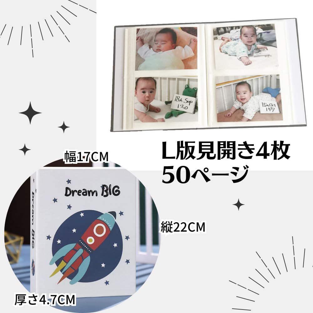 Album Photo Large Capacity Set of 2 L Size 200 Photo Album (Lion/Girin)